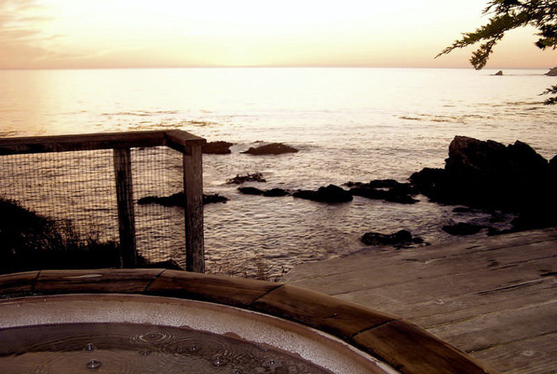 sunset view from hot tub